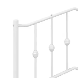 Berkfield Metal Bed Frame with Headboard White 90x190 cm