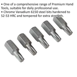 5 PACK - T40 x 30mm TRX Star Short Bit Set - Hex Shaft - Chrome Vanadium Steel