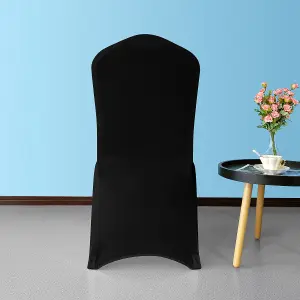 Front Flat Chair Cover for Wedding Decoration, Black - Pack of 10