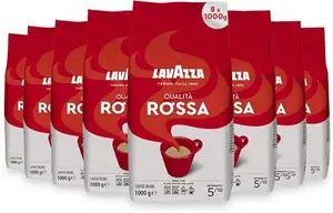 Lavazza Qualita Rossa Coffee Beans, Medium Roast, 1 Kg Each, 8-Pack