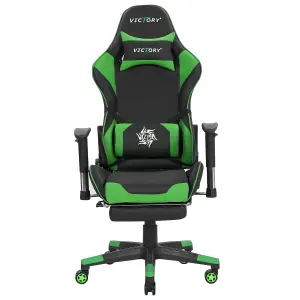 Gaming Chair Faux Leather Green VICTORY