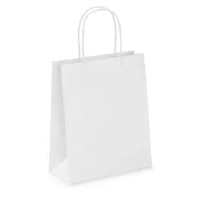 Pack of 20 Coloured Paper Party Bags 18cm x 22cm x 8cm Gift Bag With Handles Birthday Loot Bag Recyclable (White)