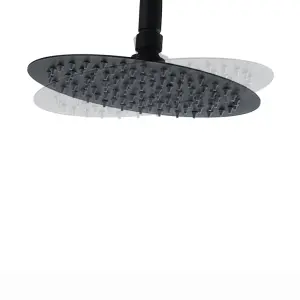 ENKI Dune Matte Black Round Thermostatic Shower Head & Handheld 200mm