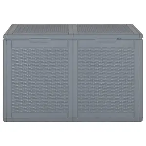 Berkfield Garden Storage Box Grey PP Rattan 180 L