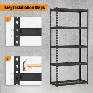 Costway 5-Tier Garage Storage Shelves Adjustable Heavy Duty Metal Storage Shelving Unit 40 x 91 x 183 cm