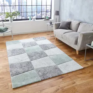 Handmade Geometric Grey/Green Rug-160cm X 220cm