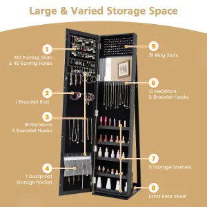 Costway 3-in-1 Jewelry Cabinet Full-Length Mirrored Jewelry Armoire Storage Organizer