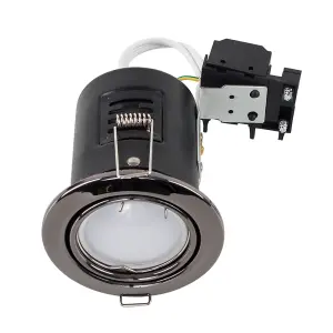 ValueLights Downlight Tiltable Fire Rated Black Chrome Ceiling Light Fitting Single Pack