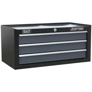 Lockable 3 Drawer Tool Chest - 605 x 310 x 275mm Black Storage Cabinet