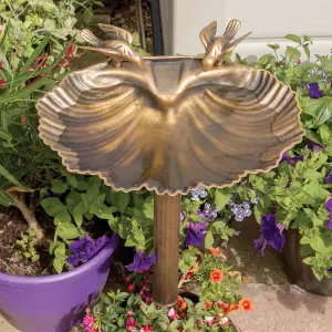 GardenKraft 17390 Bird Bath with Built-In Base Planter