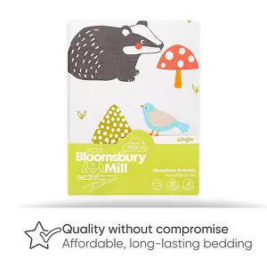 Bloomsbury Mill - Woodland Animals Kids Single Bed Duvet Cover and Pillowcase Set - Single - 135 x 200cm