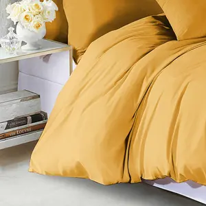 Marnisha Polyester Solid Colour Duvet Cover Set with Pillowcases Ochre / Super King - 2 Standard Pillowcases