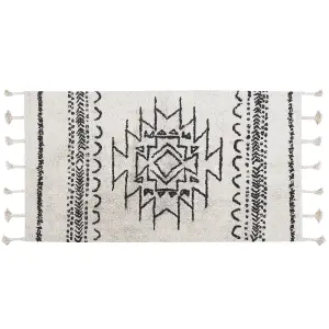 Cotton Area Rug 80 x 150 cm Black and White KHOURIBGA