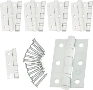 EAI - 3" Internal Door Hinges & Screws G7 FD30  - 76x50x2mm Square - White - Pack 5 Pairs