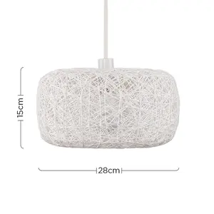 ValueLights Modern Off White Lattice Wicker Rattan Doughnut Ceiling Pendant Light Shade