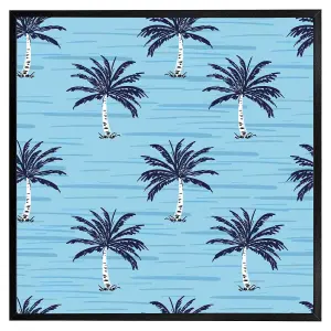 Palm trees on blue (Picutre Frame) / 30x30" / Oak