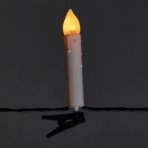 20 Warm White Candle Led With Timer Function String Lights With 7.8m Green Cable