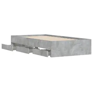 Berkfield Bed Frame with Drawers without Mattress Concrete Grey 90x190 cm Single