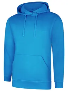 Uneek - Unisex Deluxe Hooded Sweatshirt/Jumper - 60% Ring Spun Combed Cotton 40% Polyester - Reef Blue - Size XS