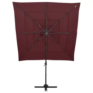 Berkfield 4-Tier Parasol with Aluminium Pole Bordeaux Red 250x250 cm