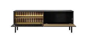 Stylish Lang TV Cabinet H550mm W1500mm D390mm in Oak Evoke & Black - Your Ultimate Entertainment Hub