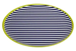 Interiors by Premier Floral Design Stripe Dinner Plate, Curved Contemporary Breakfast Plate, Functional Breakfast Dinner Plate