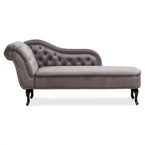 Right Hand Chaise Lounge in Velvet Dark Grey