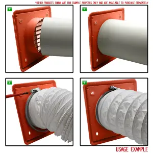 Kair Terracotta Louvred Grille 155mm External Dimension Wall Ducting Air Vent with Round 100mm - 4 inch Rear Spigot