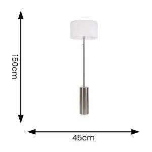 ValueLights Lexy Brushed Chrome Rotary Dimmer Switch Floor Lamp with White Drum Shade