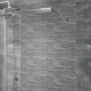 Shaded slate Anthracite Matt Split Face Porcelain Indoor Wall Tile, Pack of 6, (L)300mm (W)600mm