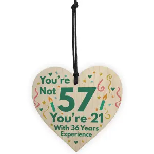 Red Ocean Funny Birthday Gifts Novelty 57th Birthday Gift Wooden Heart Sign Funny Birthday Card