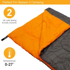 Milestone Camping Envelope Single Sleeping Bag - Grey