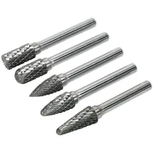 5 Pack Tungsten Carbide Rotary Burr Bits Set - Versatile Cutting Heads for Metalwork