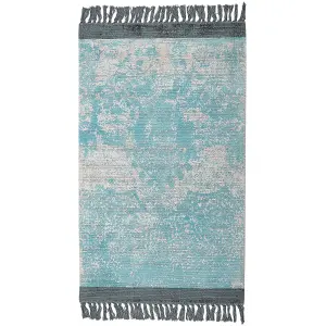 Viscose Area Rug 80 x 150 cm Blue and Beige AKARSU