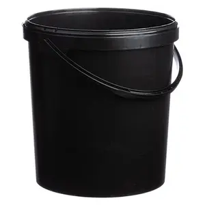 10 x Strong Heavy Duty 10L Black Multi-Purpose Plastic Storage Buckets With Lid & Handle