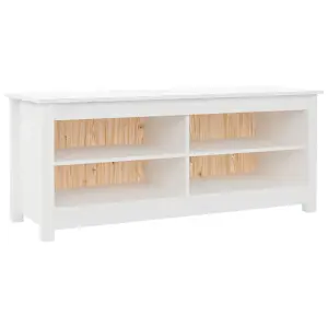 Berkfield Shoe Bench White 110x38x45.5 cm Solid Wood Pine