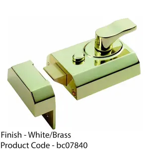 Contract Rim Cylinder Nightlatch 60mm White & Brass Door Security Lock