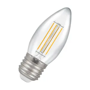 Crompton Lamps LED Candle 5W E27 Dimmable Filament (5 Pack) Cool White Clear (40W Eqv)