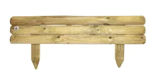 Wooden Garden Fixed Border Lawn Edging Horizontal Panels Log Roll 210mm high Pack of 3