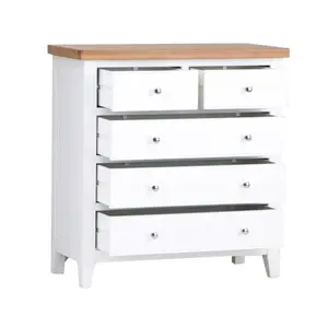 Home Source Easton White & Oak 5 Drawer Chest of Drawers