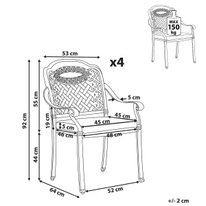 Set of 4 Garden Chairs with Cushions MANFRIA Metal Dark Brown