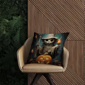 Creepy Ghost With Pumpkins Outdoor Cushion 60cm x 60cm