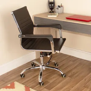 Black Home office chair, PU seat with arms, swivel chair