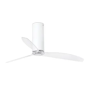 Luminosa Tube Medium Ceiling Fan Matt White, Clear - Optional LED Light Sold Separately