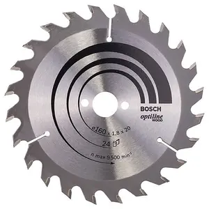 BOSCH Optiline Wood Circular Saw Blade (160mm) (To Fit: Bosch UniversalCirc 18V-53 Cordless Circular Saw)