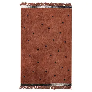 Cotton Area Rug 140 x 200 cm Brown LAZA