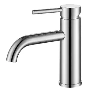 VURTU Ares Basin Mixer, 1/4 Turn, Single Lever Ceramic Disc, High/ Low Water Pressure, 152(H) x 45(W), Chrome, 421101