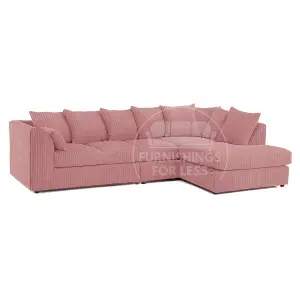 Luxor Pink Jumbo Cord Large 5 Seater Corner Sofa Long Right Hand Facing