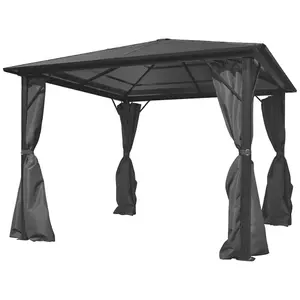 Berkfield Gazebo with Curtain Anthracite Aluminium 300x300 cm