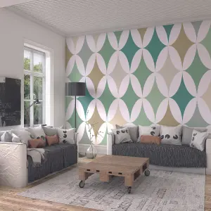 Origin Murals Retro Green Geometric Pattern Matt Smooth Paste the Wall Mural 300cm wide x 240cm high